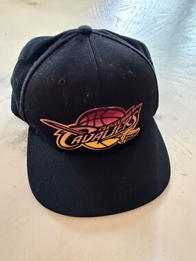 Mitchell & Ness Black and Red Embroidered  Cleveland Cavaliers Cap